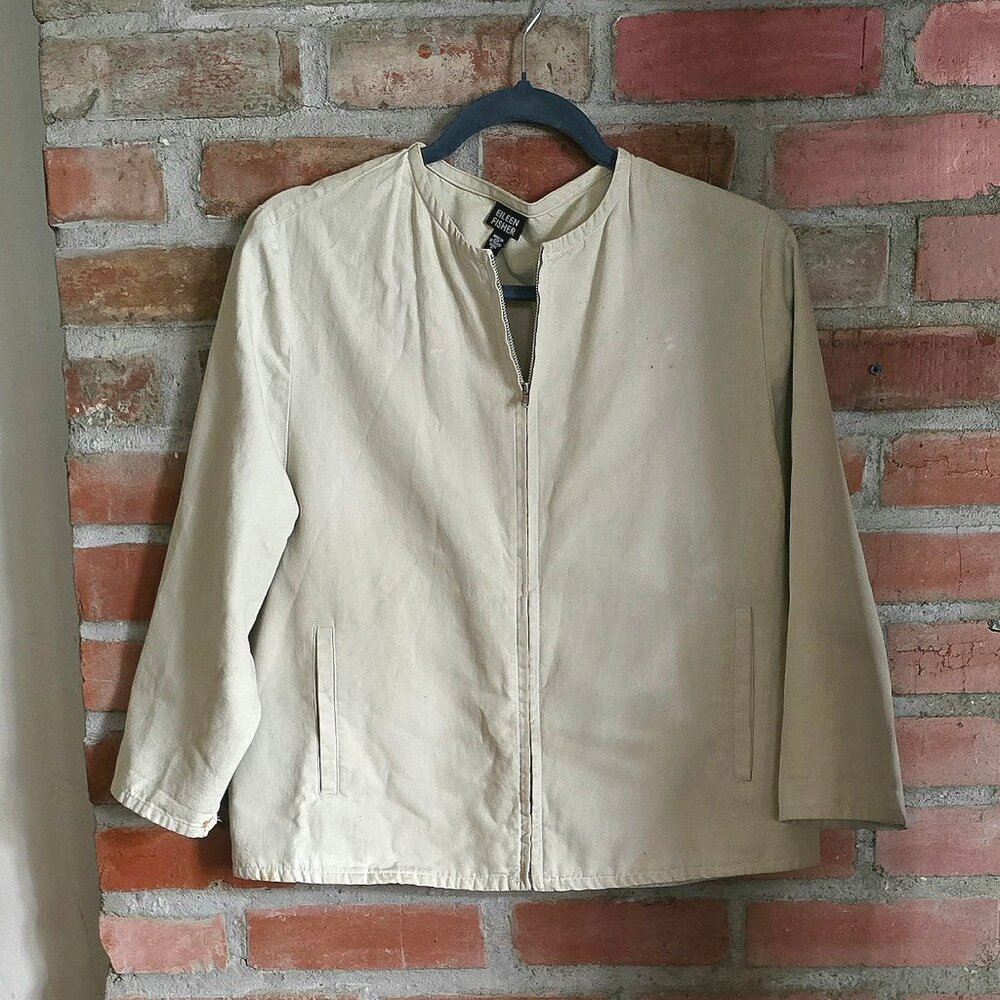 Eileen Fisher Elegant Lightweight Jacket, Front Zip, Made in USA, Small